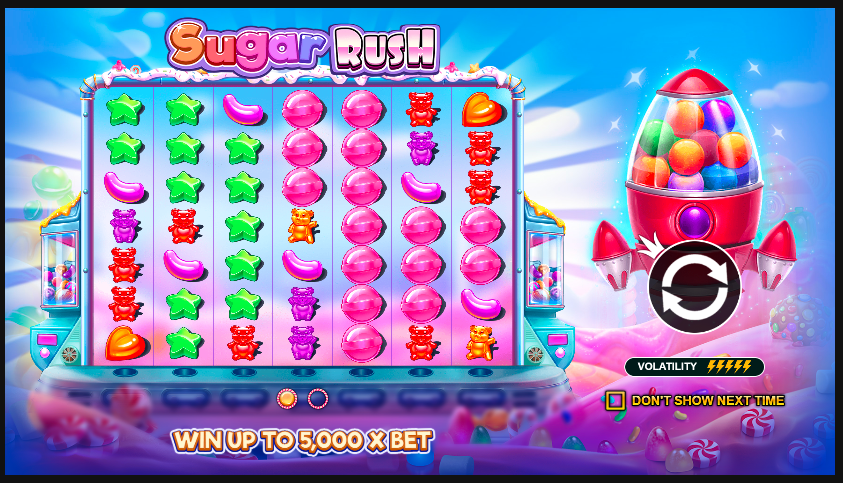Sugar Rush — большой выигрыш x5000, конфетти и монеты